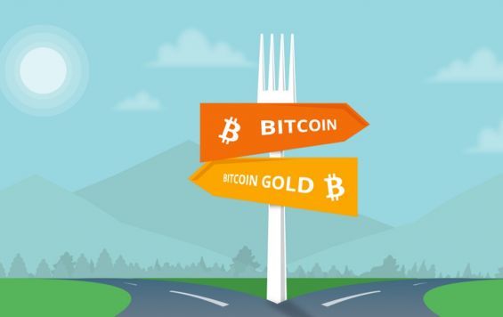 Графічне зображення відділення Bitcoin Gold від звичайного Bitcoin