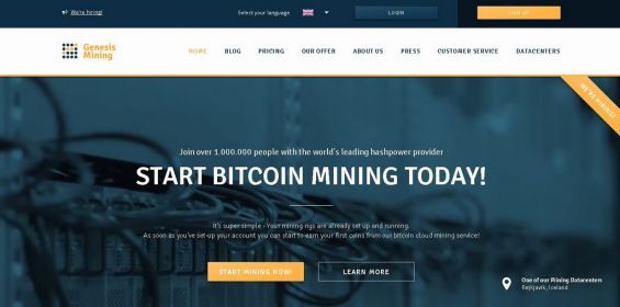 Сторінка сайту Genesis-Mining.com