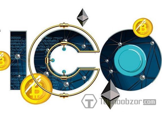 Напис ICO і значки криптовалюта
