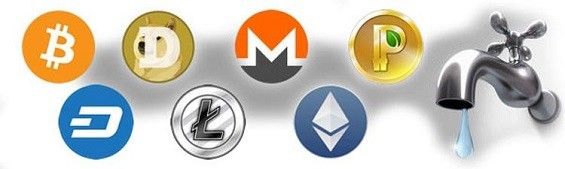 Кран і логотипи криптовалюта