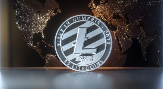 Монета Лайткоіна і карта світу