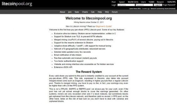Головна сторінка сайту litecoinpool.org