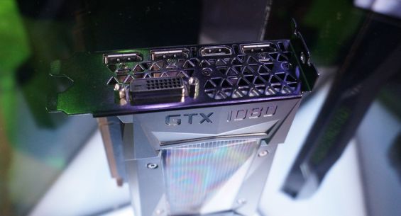 Відеокарта GeForce GTX 1080 в вертикальному положенні