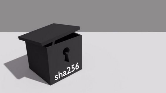 Коробка з замковою щілиною і написом SHA 256