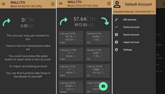 Як оформлений WallETH Ethereum Wallet на Андроїд