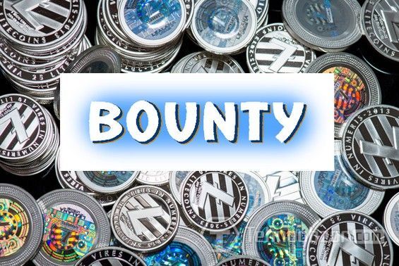 Напис Bounty на тлі монет криптовалюта