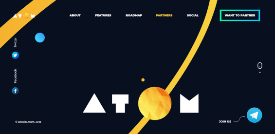 Головна сторінка сайту хардфорка біткоіни Атом
