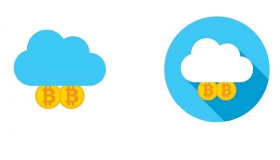 Два хмари зі значками Bitcoin