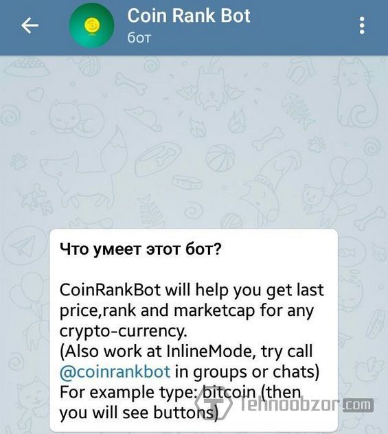 Оформлення телеграм-бота CoinRankBot