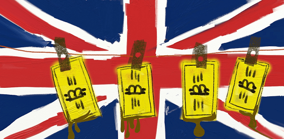 Bitcoin висить на тлі британського прапора
