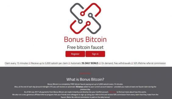 Як виглядає сервіс Bonusbitcoin.co/faucet
