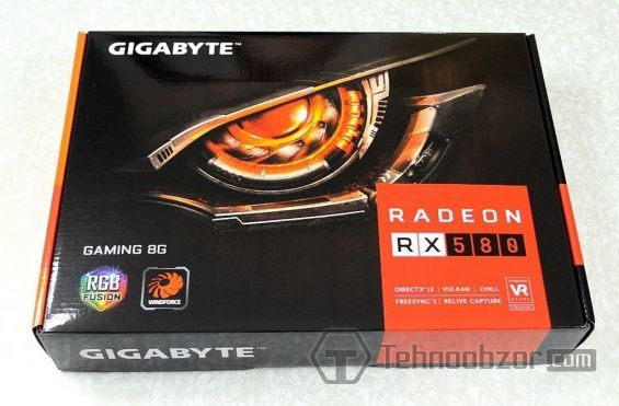 Упаковка відеокарти Gigabyte Radeon RX 580