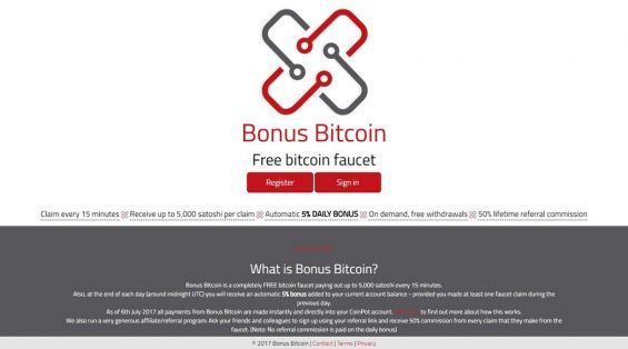 Стартова сторінка крана Bonusbitcoin.co