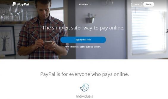 Головна сторінка сервісу PayPal