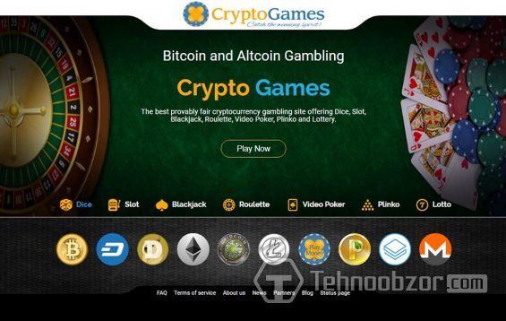 Інтерфейс онлайн-казино Crypto Games