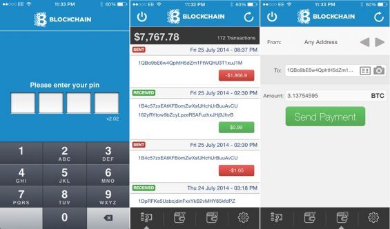 Як виглядає додаток Blockchain Bitcoin Wallet для iPhone
