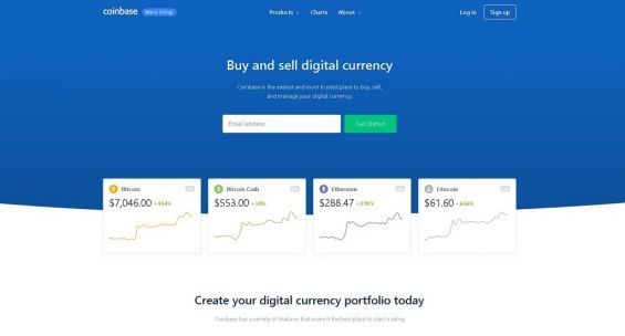Головна сторінка платформи Coinbase