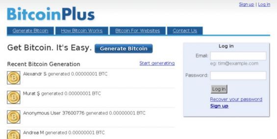 Інтерфейс сайту BitcoinPlus.com