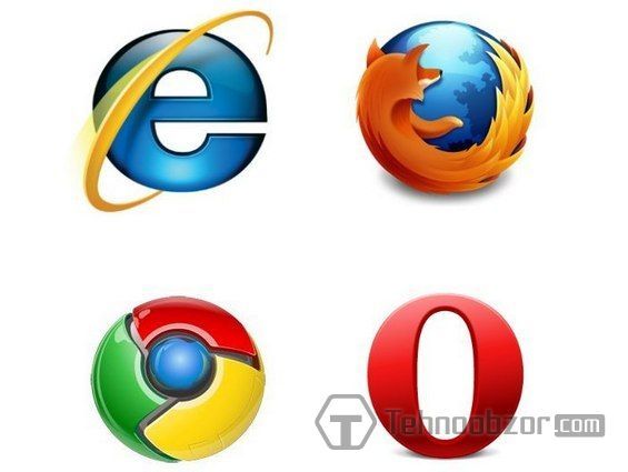 Значки чотирьох популярних браузерів