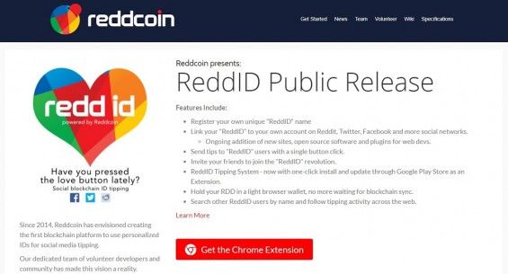 Сторінка сайту монети ReddCoin