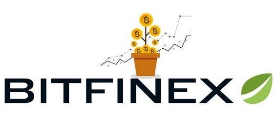 Логотип біржі Bitfinex і горщик з біткоіни